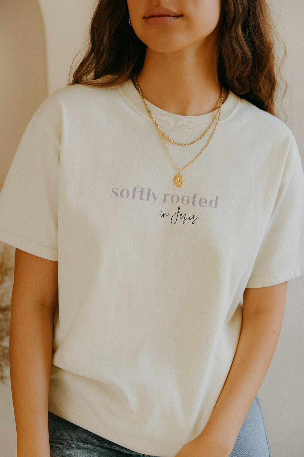 Softly Rooted in Jesus | Comfort Colors | Unisex Tee | Ivory